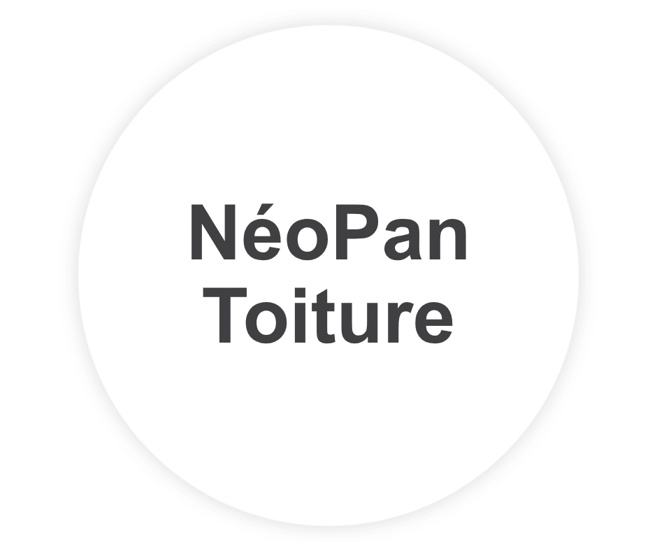 image d'un cercle blanc ombré avec écrit au centre une des gammes que propose API : "NéoPan Toiture"